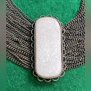 Jay FeInberg Strongwater Multi Strand Necklace with crackled glazed Pendant VTG